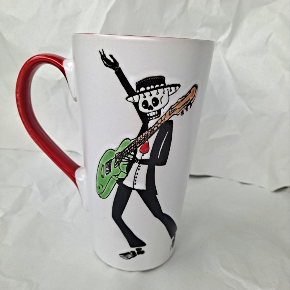 Spectrum Sugar Skull Mariachi Player Mug Cup Day of the Dead 17 Oz